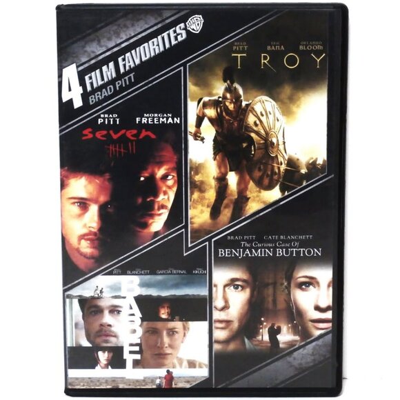 4 FILM FAVORITES DVD Brad Pitt - SEVEN - TROY - BABEL - THE CURIOUS CASE OF BENJ - Picture 1 of 6